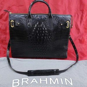 Brahmin Large Leather Croc Embossed Tote Shoulder Speedy Doctor Bag